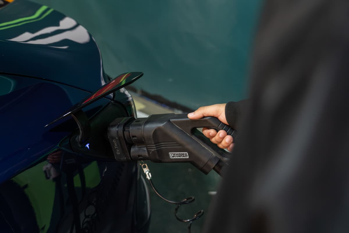 Charging cable plugged into an electric car