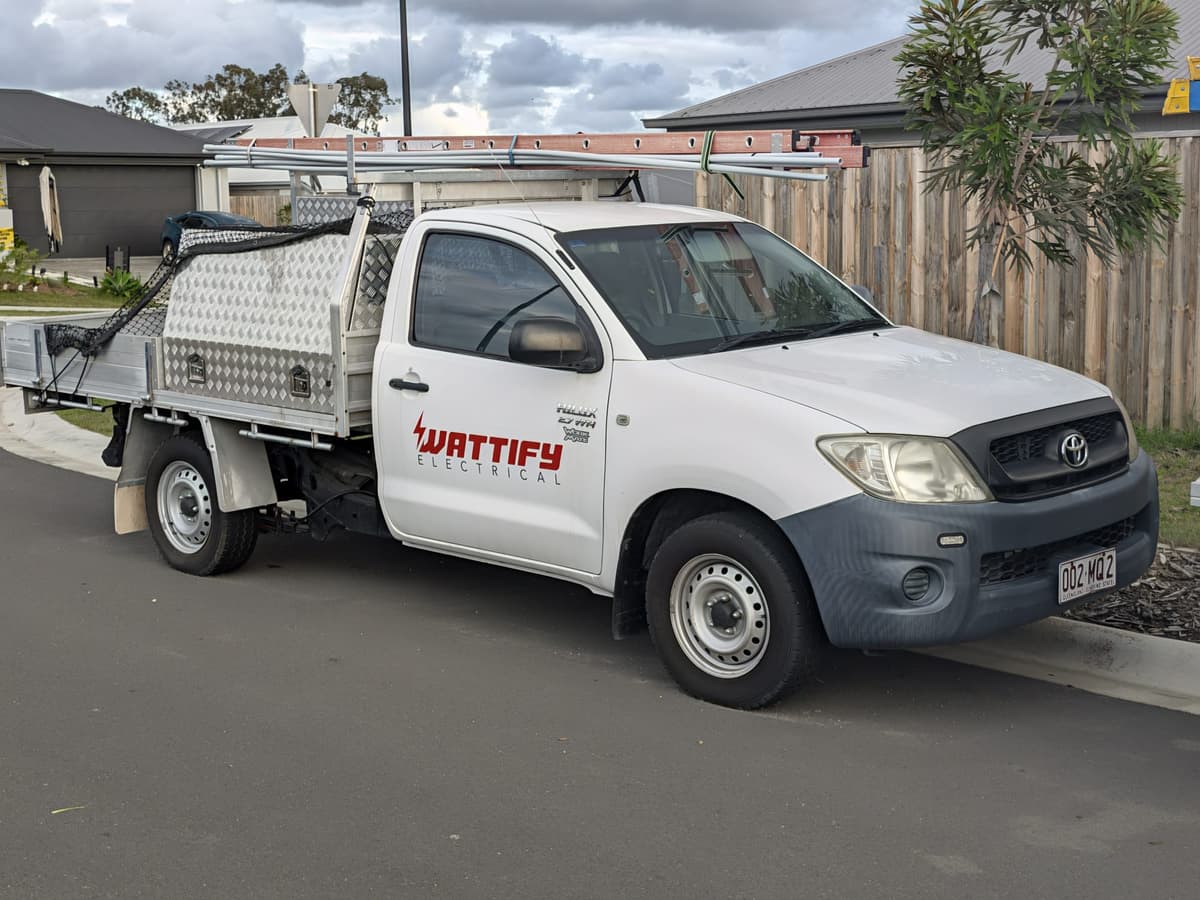 Wattify Electrical work ute with company branding, South Maclean